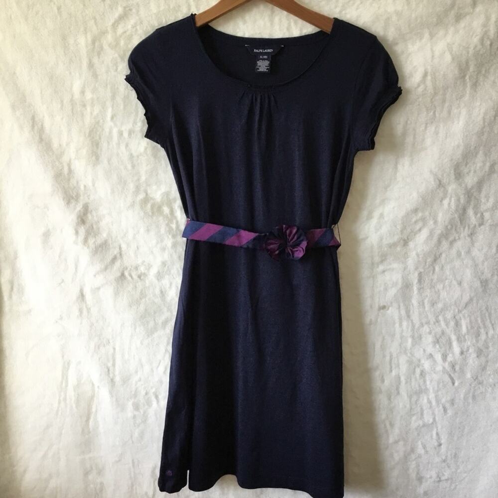 Ralph Lauren Girl Black Dress with Purple Belt - Picture 2 of 15